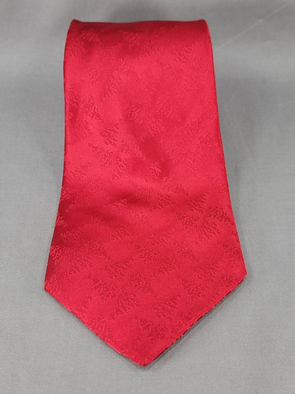 Ho Ho Ho Necktie Tie Mens Red Holiday Christmas Trees Silk